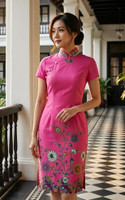 Joyous Batik Bloom Cheongsam - Magenta