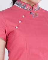 Joyous Batik Bloom Cheongsam - Coral