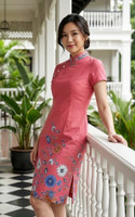Joyous Batik Bloom Cheongsam - Coral