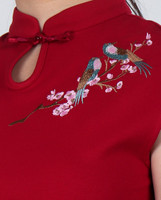 Meadow Cap Sleeve Cheongsam Top - Red