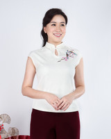 Meadow Cap Sleeve Cheongsam Top - White