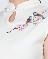 Meadow Cap Sleeve Cheongsam Top - White