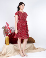 Mirage Printed Chiffon Dress - Red 