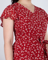 Mirage Printed Chiffon Dress - Red 