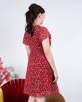 Mirage Printed Chiffon Dress - Red 