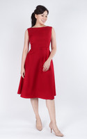 Laura Boat Neck Work Dress - Crimson