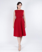 Laura Boat Neck Work Dress - Crimson
