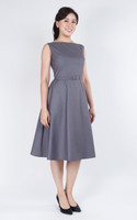 Laura Boat Neck Work Dress - Grey