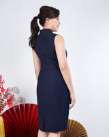 Roselle Pintuck Pencil Cheongsam - Navy