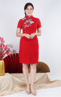 Radiance Embroidered Cheongsam Dress - Red