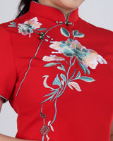 Radiance Embroidered Cheongsam Dress - Red