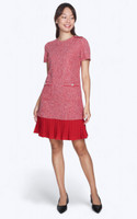 Kerissa Pleated Hem Tweed Dress - Red