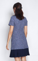 Kerissa Pleated Hem Tweed Dress - Indigo