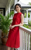 Heather Eyelet Skirt - Crimson