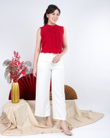 Heather Eyelet Top - Crimson