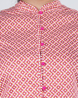 Patsy Geometric Mandarin Collar Top - Pink