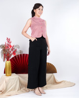 Patsy Geometric Mandarin Collar Top - Pink