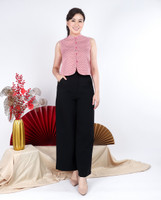 Patsy Geometric Mandarin Collar Top - Pink