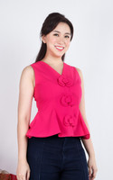 Palette Orchid Peplum Top - Magenta