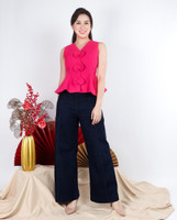 Palette Orchid Peplum Top - Magenta