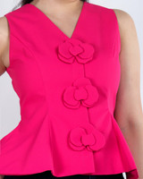 Palette Orchid Peplum Top - Magenta