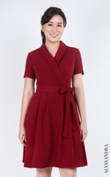 Jovelle Tuxedo Sleeved Dress - Burgundy