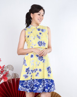 Xiyue Dual Layer Cheongsam Dress - Yellow