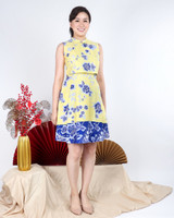 Xiyue Dual Layer Cheongsam Dress - Yellow