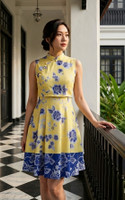 Xiyue Dual Layer Cheongsam Dress - Yellow