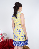 Xiyue Dual Layer Cheongsam Dress - Yellow