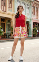 Canva Printed Shorts - Orange/Red