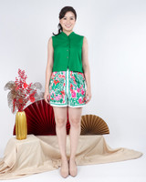 Canva Printed Shorts - Green/Pink