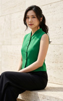 Tiera Button Down Top - Emerald