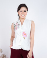 Jade Embroidered Overlap Top - White