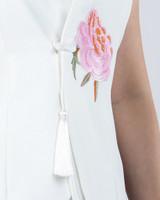 Jade Embroidered Overlap Top - White