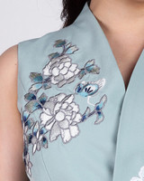 Jade Embroidered Overlap Top - Sage