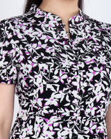 Poise Mandarin Collar Printed Dress - Black