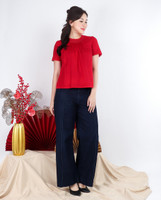 Izzie Lace-Trim Blouse - Red