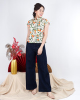 Amber Tangerine Printed Top - Cream