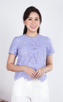 Thalia Crochet Sleeved Top - Lilac