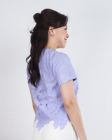 Thalia Crochet Sleeved Top - Lilac