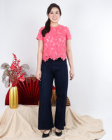 Thalia Crochet Sleeved Top - Pink