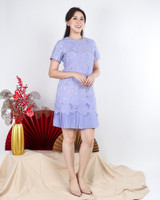 Thalia Crochet Pleated Hem Dress - Lilac