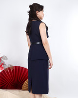 Valencia Layered Front Midi Dress - Navy