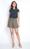 Andria Cuffed Smart Shorts - Taupe