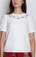 Sienna Floral Embroidery Blouse - White
