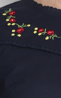 Sienna Floral Embroidery Blouse - Navy