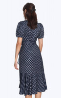 Chloe Printed Ruffled Dress - Navy