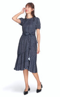 Chloe Printed Ruffled Dress - Navy