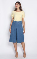 Megan Wide Leg Denim Culottes - Light Wash